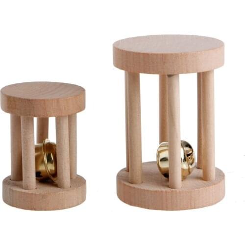 Natural Wood Unicycle Dumbell Bell Roller Chew Toys For Pet Rabbits Hamsters Rat
