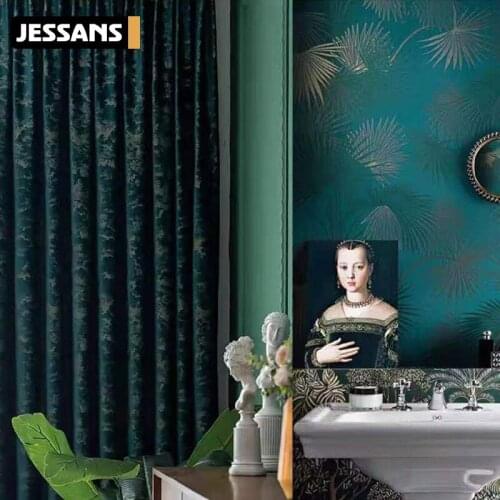 New Classical Dutch Velvet Bronzing Jacquard Curtains for Living Room Bedroom High-end Velvet Shading Curtains Tulle Decoration