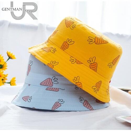 New Childrens Bucket Hats Cartoon Carrot Printing 100% Cotton Soft Baby Kids Cute Hat Girls Boys Casual Multicolor Panama Cap