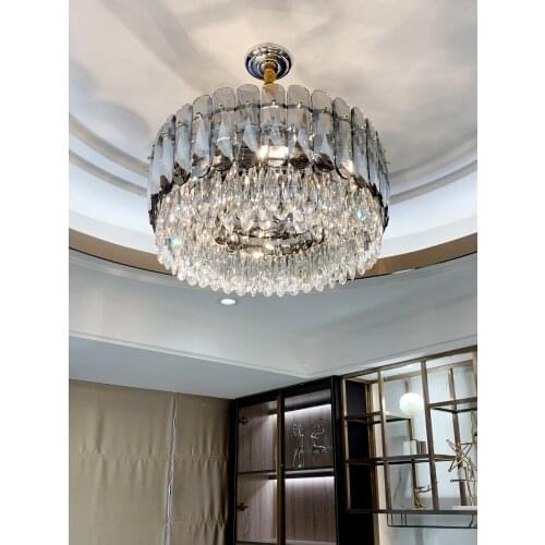 Postmodern light luxury crystal chandelier villa living room dining room lamp Nordic atmosphere home crystal room