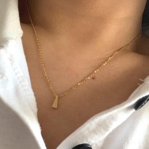 Simple Stainless Steel Cute Small Triangle Shape Pendants Necklaces for Women Men Trendy Gold Color Chain Choker Charm Necklaces