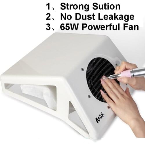 Nail Dust Collector 65W Powerful Vacuum Cleaner Nail Salon Dust Vacuum Cleaner Reusable Filter Adjustable Speed Manicure Tools