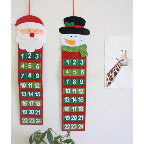 2021 New Sonwman Christmas Tree Advent Calendars with Pockets Home Exquisite Santa Felt Calendar Countdown Christmas Decoration