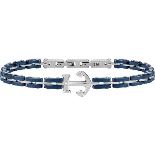Runda 2020 Fashion Anchor Charms Bracelet Men Blue Ceramic Bracelet Stainless Steel Jewels Clasp for Bracelets