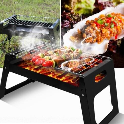 Foldable BBQ Grills Patio Barbecue Charcoal Grill Stove Stainless Steel Outdoor Camping Picnic Barbecue BBQ Accessories Tools