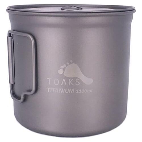 TOAKS POT-1100 Ultralight Titanium Pot cup Outdoor Camping Bowl with Lid Portable Titanium Cup 1100ML