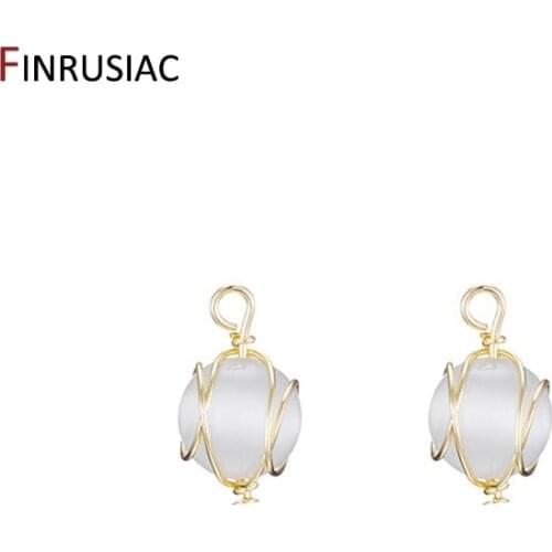 Korean new style unique handmade 14k gold-plated lucky stone pendant For DIY Jewelry Making Earrings Necklace Fittings Material