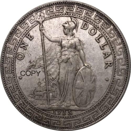 UK 1935 Coin United Kingdom 1 Dollar British Trade Cupronickel Plated Silver Hong Kong Metal Souvenir Gift Collectible Coins