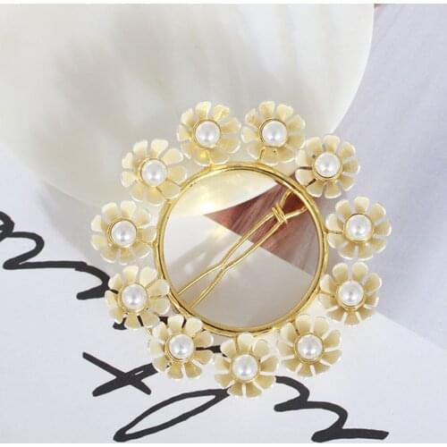 Women round flower artificial pear hairpin high quality designer hair accessory for gift