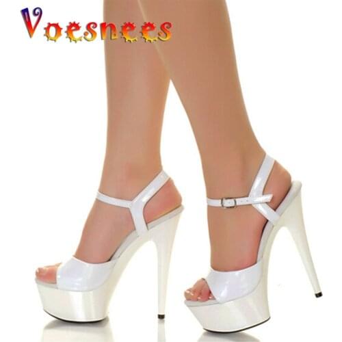 Sandals Women Shoes 2019 Gladiator High Heels 15CM Platform Sandals Pumps Peep Toe Ladies Shoes Party Bridal Wedding Dance Shoes