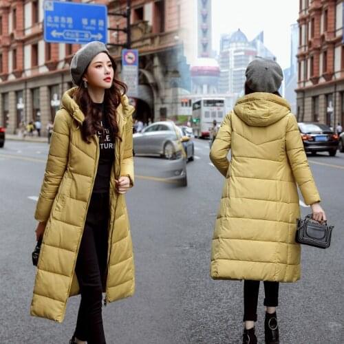NEW Womens Coats Cotton Padded 2020 Winter Cotton Jacket Women Korean-style Mid-Long Hooded Warm Thick Cotton Coat Overcoat
