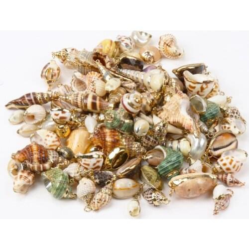 Gold Natural Spiral Sea Shell Charms Pendants for jewelry making Diy DIY Handmade Natural Shell KL264