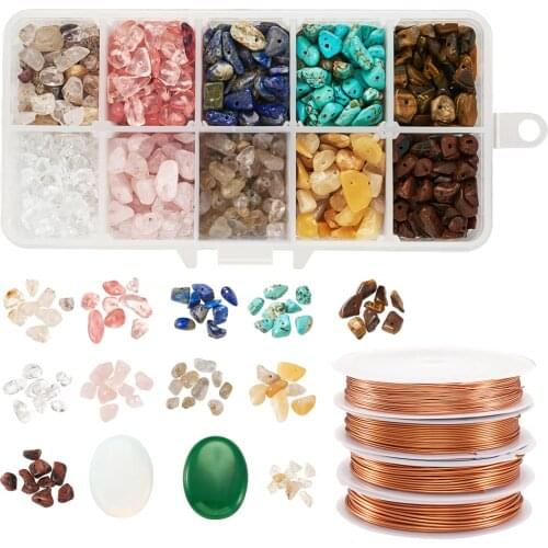 1Set Natural Gemstone Beads with Copper Jewelry Wire for DIY Jewelry Making Findings Handmade Necklace Earrings Supplies