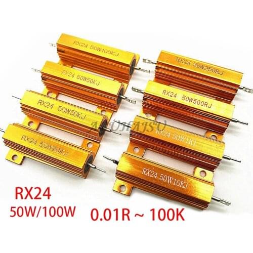 1PCS 100W Wirewound Aluminum Power Metal Shell Case Resistor 1R 2R 4R 8R 10R 1 2 4 8 10 ohm