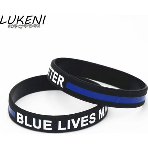 1PC Hot Sale Blue Lives Matter Wristband Black Silicone Rubber Bracelet & Bangles For Men Women 2017 Name Jewelry Gifts SH109