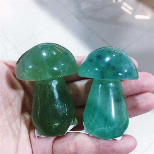 1 PC Mushroom Statue Natural Fluorite Stones Carved Decoration Quartz Hand Polished Statue Crystal Figurine Decoration Gifts