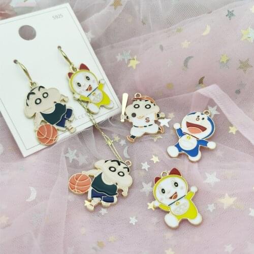 10pcs Cartoon figure Enamel Charms Oil Drop Metal Girls Pendants DIY Necklace Earring Bracelet Jewelry Accessories FX574