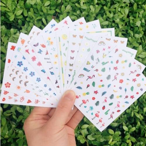 12 Pcs/set Daisy Butterfly Art Stickers 3D Adhesive Nail Art Decorations Flowers Monstera Leaves Nail Decals Party Nail Designs