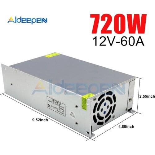 12V 60A 720W Switching Power Adapter 12V 60A 720 Watts Voltage Converter Regulated Switch Power Supply for LED