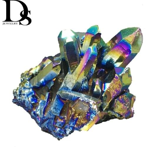 120-130g Rainbow Angel Aura Quartz Crystal Cluster Titanium Crystal Cluster Reiki Healing Lemurian Seed Prism Charms