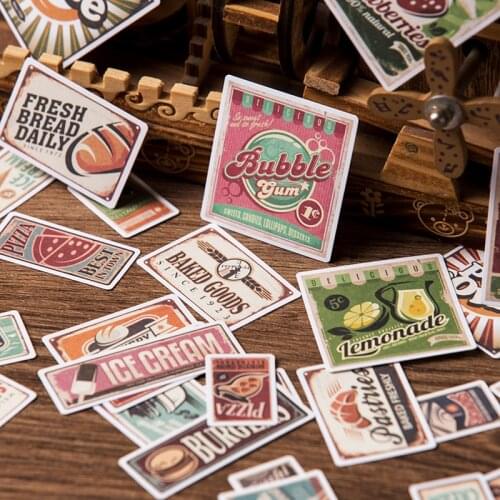 33pcs Vintage European and American posters food bill stickers DIY scrapbooking album diary mobile computer decorative stickers