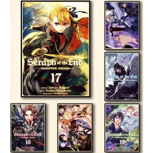 38 Designs Anime Seraph of The End Whitepaper Poster Artwork Painting Abstract Fancy Wall Sticker for Coffee House Bar