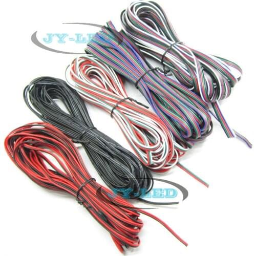 5 Meters 22awg tinned copper wire, 2pin / 3pin / 4pin / 5pin pvc insulated electrical extension cable for lighting connect