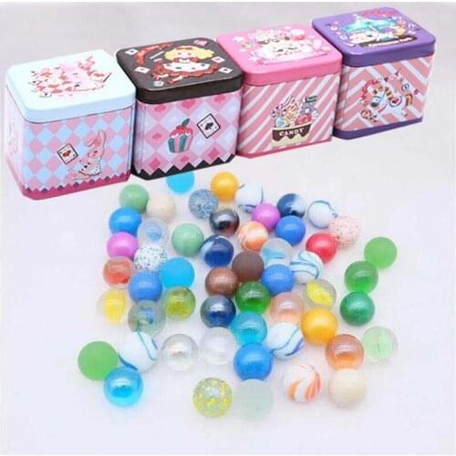 50pcs Glass Ball 16 Mm Small Marbles With Box Cream Console Game Pinball Machine Cattle Pat Toys Parent-child Machine Beads