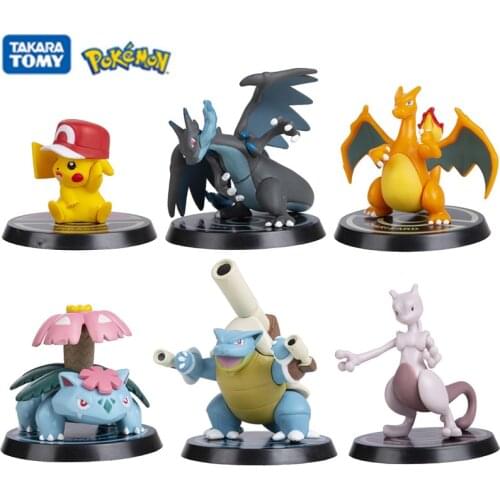 6Pcs/Set Anime Figure Pokemon Pikachu Charmander Venusaur Mewtwo Blastoise Dracaufeu Collection Decoration Action Model Toy Gift