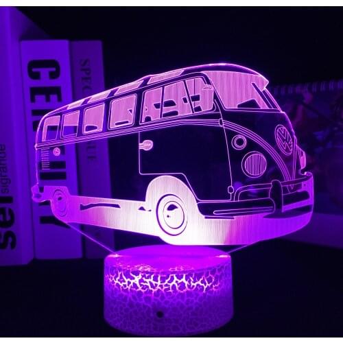 Bus Lamp 3D School Optical Baby LED Night Light for Childrens Room Decor Nightlight RGB Touch Sensor 3D Kids Gift Desk Lamp