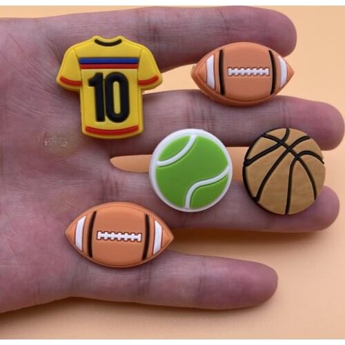 Free Shipping 1Pcs 3 Types Balls Jersey Number 10 Smiley Slipper Accessories Shoe Charms For Croc Jibz Childrens Day Gift