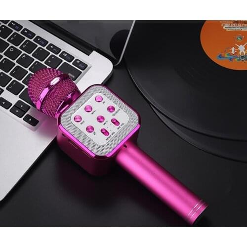 Bluetooth Wireless Microphone LED Lights Handheld Karaoke ABS Audio Microphone for KTV