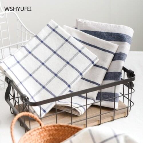 Household Japanese style linen cotton striped napkins simple table mat Western place mat medium creative coaster tablecloth