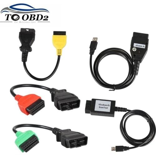 High quality For Fiat ECU Scan FiatECUScan + MultiECUScan For Fiat / Alfa Romeo / Lancia OBD2 Scanner Diagnostic Cables Adapters