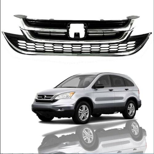 For Honda CRV CR-V 2010 2011 Upper Lower Bumper Grille Grill Chrome Honeycomb Mesh
