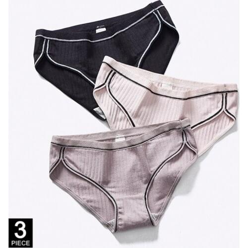 Cotton Panties for Woman Sexy Fashion knickers Soft Briefs Underwear Solid Color Girls Ladies Underpants 3 Pcs/set Dropshipping