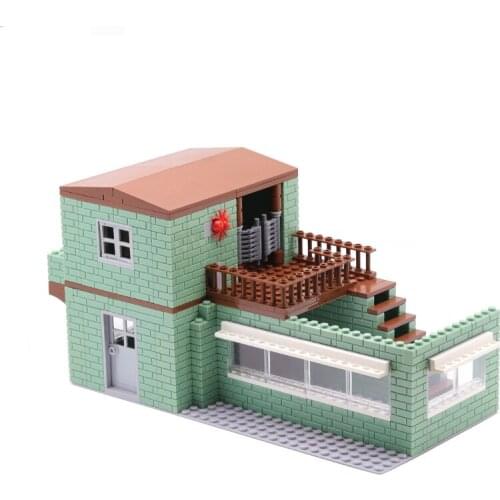 MOC Building Block Military Battle Soldiers Figures Scene Ruins House Building Children Toys