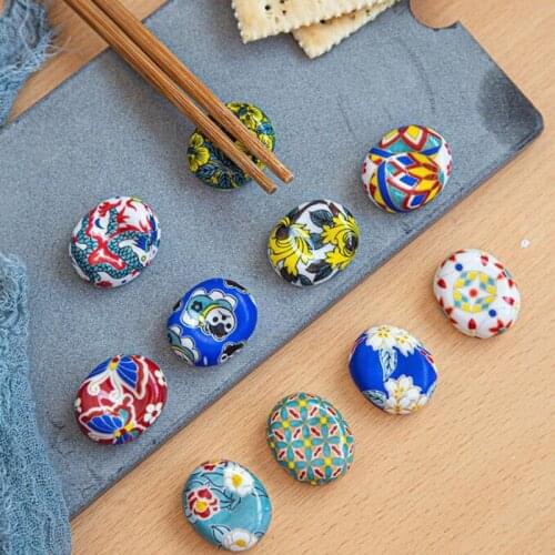 Creative Chopstick Holder Fork Rest Kitchen Tools Tableware Dinner Table Decor Ceramic Floral Pattern Chopstick Shelf Rack