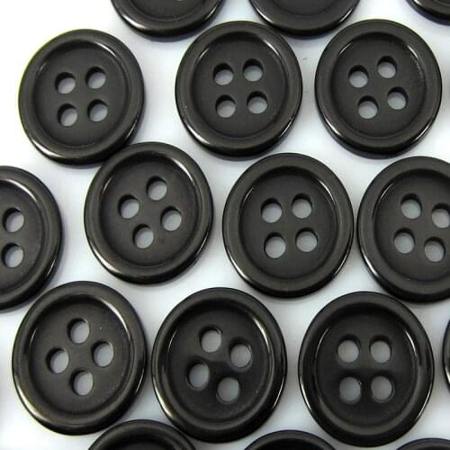 400pcs 3/8" Black Round Resin Buttons Fit Sewing or Scrapbooking 11.0mm