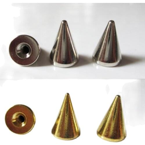 11/14/15mm 10Pcs Brass Spike Garment Rivet Studs With Screw Back For Leather Craft Bag Belt Clothing Shoes Pet Collar Accessory