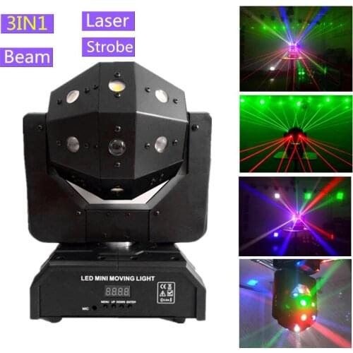 Laser/Beam/Strobe 3IN1 LED16X3W Moving Head Light,DJ Disco Bar Club Show Professional Unlimited Rotate LED Stage Effect Lighting