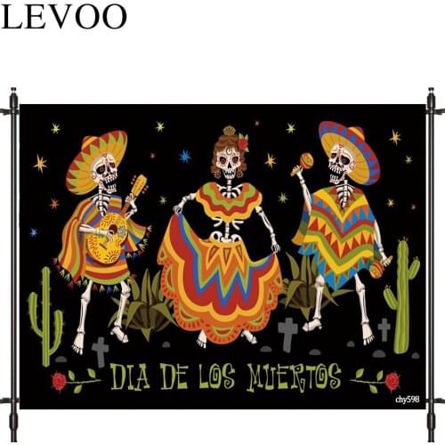 LEVOO Photography Backdrop Mexico Day Of The Dead Gorgeous Prom Backdrop Photocall Photobooth Studio Shoot Fabric