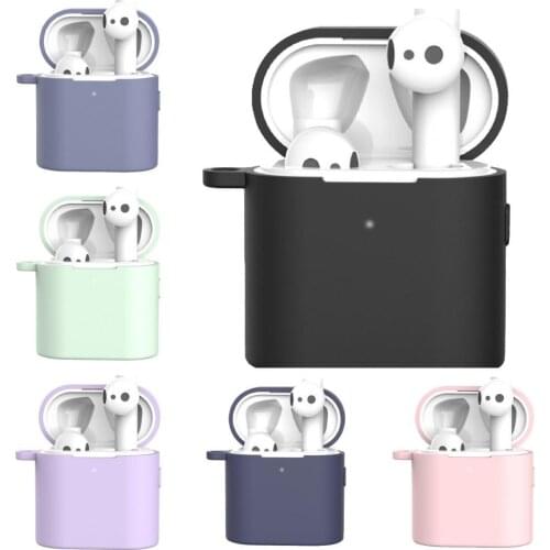 Anti-lost Mini Silicone Case for Xiaomi Air 2/2S Protective Case Cover Bluetooh Wireless Earphone Case Box with Lanyard Buckle