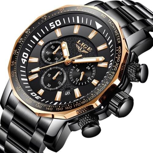 Mens Quartz Watchs Fashion Trend Waterproof Multifunctional Watch Mineral Reinforced Glass Mirror Quartz Watch