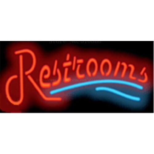 Restrooms NEON SIGN REAL GLASS BEER BAR PUB LIGHT SIGNS store display Packing Food Dinning pizza D Advertising Lights 17*14"
