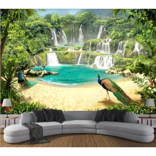 Papel de parede Waterfall lake scenery background wall 3d wallpaper,bedroom KTV bar mural wall decor
