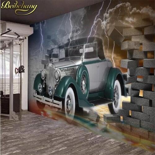 Beibehang Custom wallpaper 3D Graffiti car wallpapers TV background mural wall painting Bar KTV Retro Wall paper papel de parede