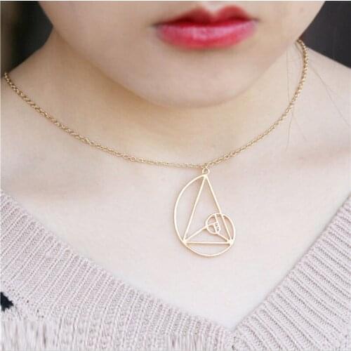 1pc Stainless Steel Golden Section Pendant Necklace Math Science Necklaces Women Men Fashion Jewelry