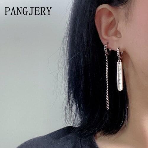 PANGJERY Prevent Allergy 925 Sterling Silver Long Tassel Drop Earrings for Women Simple Asymmetry Engagement Fine Jewelry Gifts