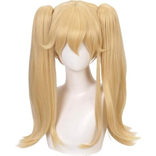 Mary Saotome Meari Blonde Ponytail Hair Heat Resistant Cosplay Costume Wig + Silk Ribbon + Wig Cap C56K250